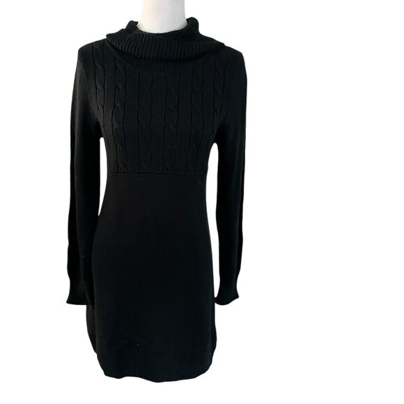 SO Black Long Sleeve sweater dress Turtle Neck XL - Picture 1 of 3